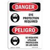 Signmission OSHA Danger Sign, Eye Protection Required Bilingual, 10in X 7in Rigid Plastic, OS-DS-P-710-VS-1225 OS-DS-P-710-VS-1225